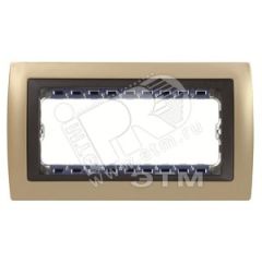 Рамка с суппортом на 5 узких модулей, S82C, шампань - графит Simon 82854-34