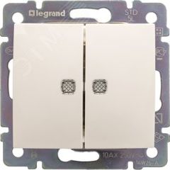 VALENA Переключатель двухклавишный на 2 направления с подсветкой белый LEGRAND 774212