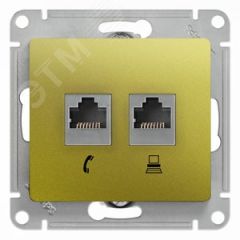 GLOSSA Розетка двойная RJ11+RJ45 категория 5E механизм фисташковый SE (Systeme) GSL001085