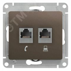 GLOSSA Розетка двойная RJ11+RJ45 категория 5E шоколад в рамку SE (Systeme) GSL000885