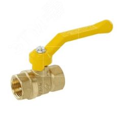 Кран шаровой для газа Ду32 Ру16 ВВ полнопроходной рычаг, латунный ГАЛЛОП 116034