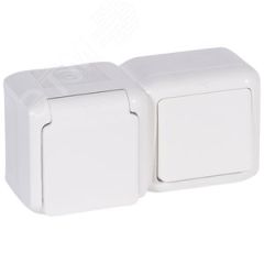 Quteo Блок: Выключатель + розетка с заземлением со шторками наружный белый IP44 LEGRAND 782318