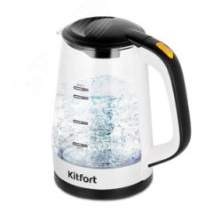 Чайник KT-6635, объем 1,7 л, мощность 2200 Вт, цвет черно-белый KITFORT КТ-6635