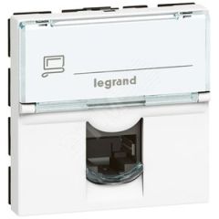 Mosaic Розетка компьютерная RJ45 STP 2 модуля категория 6А белая LEGRAND 076576