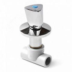 Клапан (вентиль) 25 мм полипропиленовый трилистник с хромированной рукояткой Белый PRO AQUA PA43510