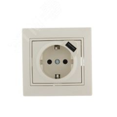 MIRA Розетка с/з + USB разъём кремовый Lezard 701-0303-181