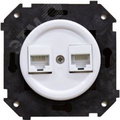 Розетка 2RJ45 + накладка, цвет белый (скрытый монтаж) Бирони B3-302-21