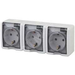 Розетка 3х2P+E IP54, шторки, 16A-250В, ОУ, Эра Эксперт, белый, 11-2406-01 ЭРА Б0020722