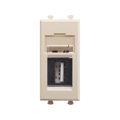 USB 2.0 розетка модульная, тип А-А, &quot;Avanti&quot;, &quot;Ванильная дымка&quot;, 1 модуль