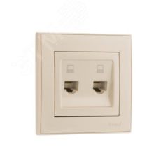 Розетка RAIN компьютерная 2-ая жемчужно-белый перламутр Lezard 703-3030-141