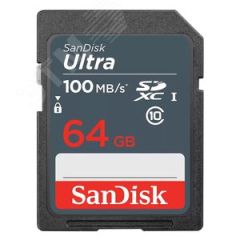 Карта памяти 64GB SD Ultra, SDXC, 100 МБ/с, Class 10 SanDisk SDSDUNR-064G-GN3IN