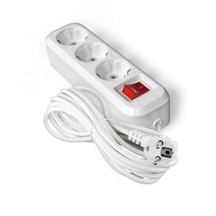 Удлинитель S-303А ПВС 3*1,5 ,3 гнезда, с заземлением, с выключателем, 7м (еврослот) Универсал 1728