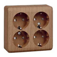 ЭТЮД Розетка четырехместная наружная с заземлением со шторками 16А 250B бук SE (Systeme) PA16-208T