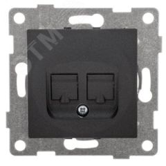 GUSI Ugra механизм розетки  компьютерной и телефонной (RJ45, RJ12), скрытая установка.  Цвет графит. GUSI Electric С11КТ-010