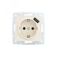 Vesna Розетка с/з + USB разъём цв. крем Lezard 742-0388-181