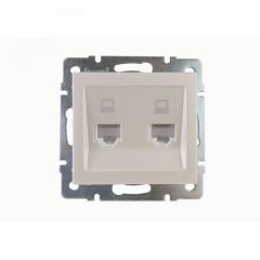 Розетка RAIN компьютерная двойная жемчужно-белый перламутр механизм Lezard 703-3088-141