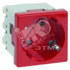 Connect Розетка с заземлением 16А 250В 45х45мм с блокировкой безвинтовые клеммы SC красный Simon KS11-6
