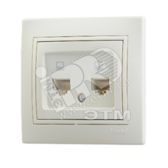 MIRA Розетка компьютерная RJ45 х 2 бежевая Lezard 701-0303-141