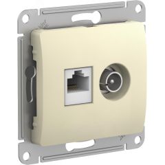 GLOSSA РОЗЕТКА двойная ТВ + компьютерная RJ45, кат. 5Е, БЕЖЕВЫЙ SE (Systeme) GSL000289