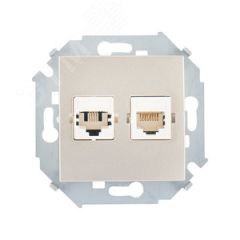 15 Розетка компьютерная двойная скрытая 2хRJ45 категория 5е Systimax шампань Simon 1591593-034
