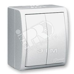15 Aqua Выключатель двухклавишный IP54 10А 250В винтовой зажим S15A белый Simon 1594398-030