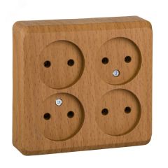 ЭТЮД Розетка четырехместная наружная без заземления без шторок 16А 250B бук SE (Systeme) PA16-205T