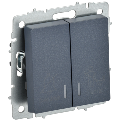 BRITE Выключатель 2-клавишный с индикацией для отелей 10А ВС10-2-9-БрМ маренго IEK