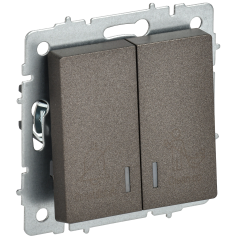 BRITE Выключатель 2-клавишный с индикацией для отелей 10А ВС10-2-9-БрТБ темная бронза IEK