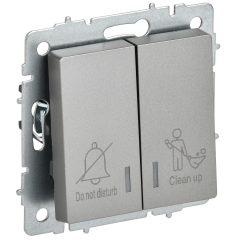 BRITE Выключатель 2-клавишный с индикацией для отелей 10А ВС10-2-9-БрС сталь IEK