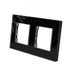 Рамка стеклянная 2 поста черная (157х86мм) Sibling Powerframe-2GB