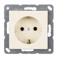Розетка SCHUKO одинарная, с заземлением, с шторками, 16A, 250В  (механизм + накладка, без рамки). Серия- Eco Profi. Материал- термопласт. Цвет- слонов JUNG EP1420KI