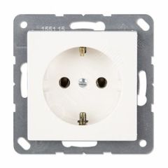 Розетка SCHUKO одинарная, с заземлением, с шторками, 16A, 250В  (механизм + накладка, без           рамки).автоматические зажимы. Серия- Eco Profi.    JUNG EP1420KIWW