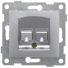 GUSI Ugra механизм розетки  компьютерной RJ45, двойной, скрытая установка.  Цвет серебро. GUSI Electric С11К2-004