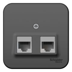 Розетка BLANCA наружная двойная компьютерная RJ45, кат.5e, с изолирующей пластиной, антрацит SE (Systeme) BLNIA045456