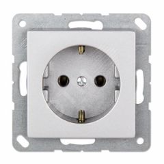 Розетка ECO одинарная с заземлением без шторок 16A алюминий пружинный зажим JUNG EP1420AL