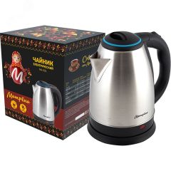 Чайник электрический стальной MA-001 на 1.8 л, цвет крышки голубой Матрена 005456