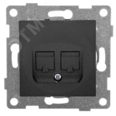 GUSI Bravo механизм розетки  компьютерной RJ45, двойной, скрытая установка.  Цвет графит. GUSI Electric С10К2-010