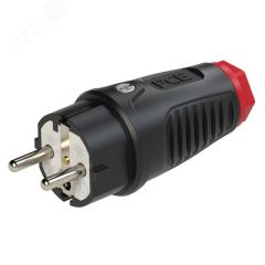 Вилка каб 16А/250V/2P+E/IP44 корпус черный, маркер красный PCE 0521-sr