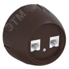 Розетка двойная компьютерная RJ45 кат.5e  Rotondo, цвет коричневый OneKeyElectro 7700893
