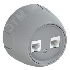 Розетка двойная компьютерная RJ45 кат.5e  Rotondo, цвет серый OneKeyElectro 7700894