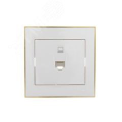 Розетка RAIN компьютерная белая с боковой вставкой золото Lezard 703-0226-139