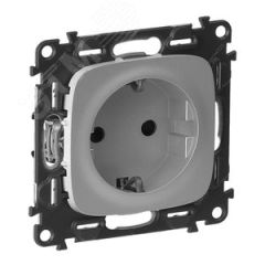 Valena ALLURE Розетка силовая 2К+З 16А 250В со шторками безвинтовые зажимы с лицевой панелью алюминий LEGRAND 753920