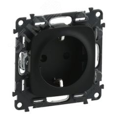 Valena ALLURE Розетка силовая 2К+З 16А 250В со шторками безвинтовые зажимы с лицевой панелью антрацит LEGRAND 753930