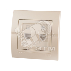 DERIY Розетка компьютер+телефон жемчужно-белая металлик Lezard 702-3030-143