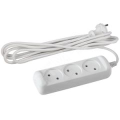 Удлинитель без зазeмл., 2х1мм2, 10А, ПВС, 3гн, 7м (10/840) U-3-7m-2x1 ЭРА Б0028357