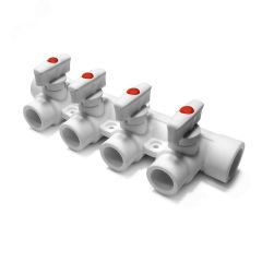 Коллектор полипропиленовый с 3 выходами Белый 25-20 PRO AQUA PA6710308P