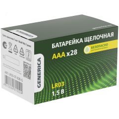 Батарейка щелочная Alkaline LR03/AAA (28/бокс) GENERICA IEK ABT-LR03-ST-B28-G