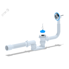 Сифон для ванны АНИ 1 1/2' с выпуском и переливом плоский с гибкой трубой 40х50 АНИ пласт E055