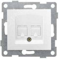 GUSI Bravo механизм розетки  компьютерной RJ45, двойной, скрытая установка.  Цвет белый. GUSI Electric С10К2-001