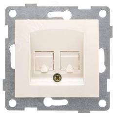 GUSI Bravo механизм розетки  компьютерной RJ45, двойной, скрытая установка.  Цвет бежевый. GUSI Electric С10К2-003